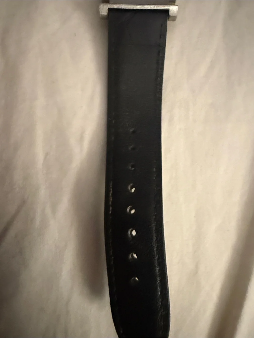 Benrus Quartz Analog Rectangle Stainless Steel Silver Black Leather White Dial
